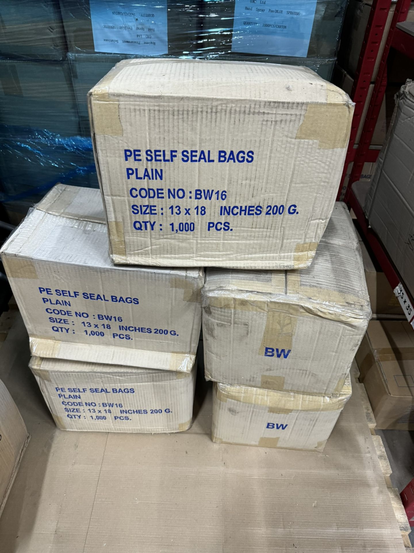5 x Boxes Of Unbranded Plain Self Seal Bags | 13 x 18 inch
