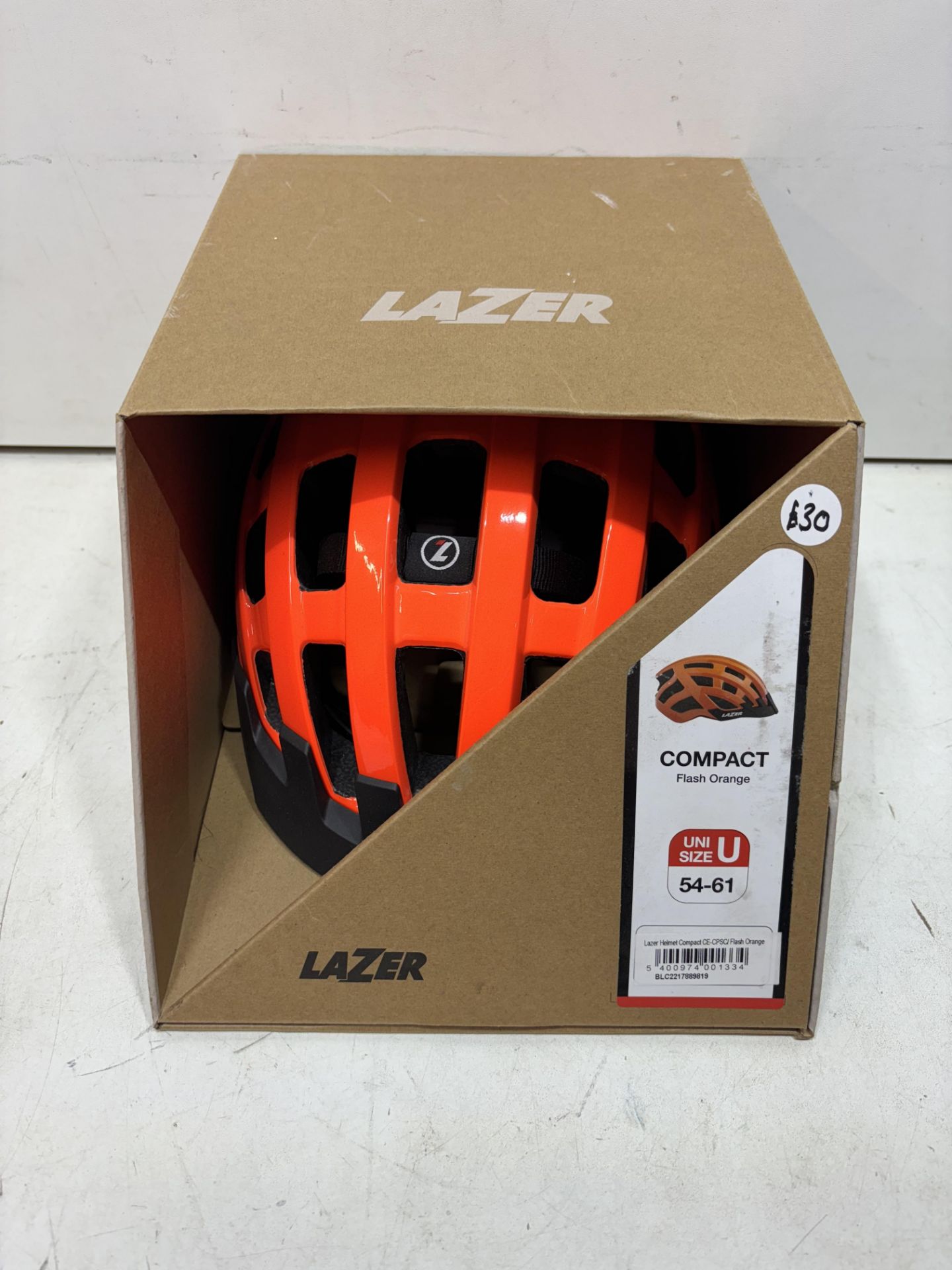 Lazer Men's Compact Cycling Flash Orange Helmet, Uni Size 54-61cm - Image 2 of 3