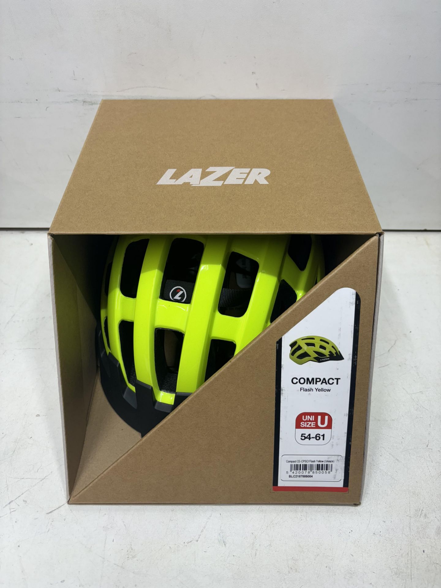 Lazer Men's Compact Cycling Flash Yellow Helmet, Uni Size 54-61cm - Image 2 of 3