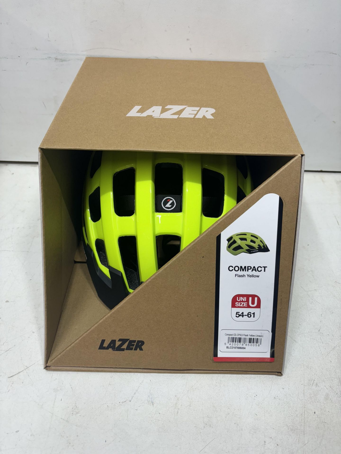 Lazer Men's Compact Cycling Flash Yellow Helmet, Uni Size 54-61cm - Image 2 of 3