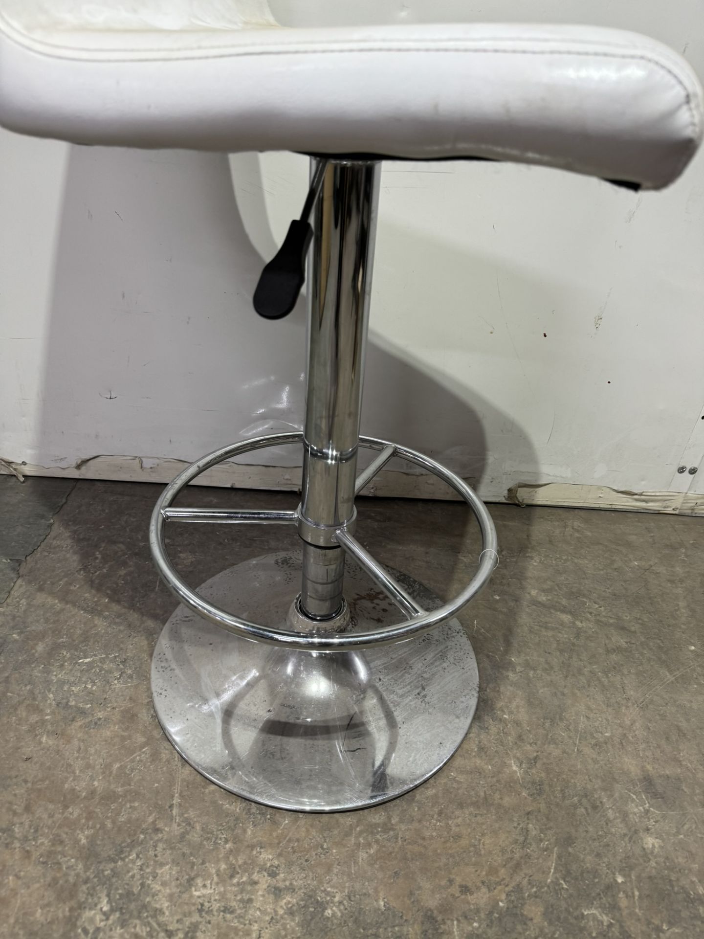 White Faux Leather Adjustable Bar Stool - Image 3 of 3