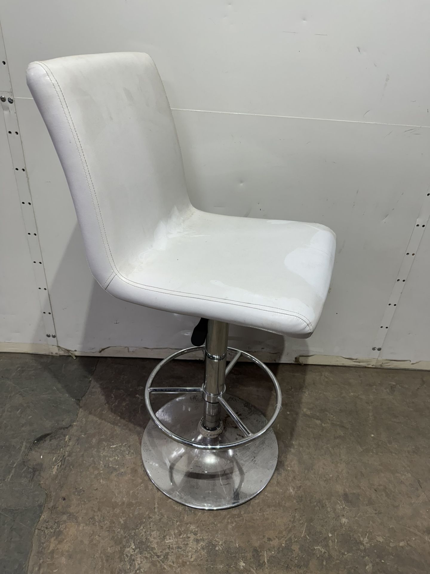 White Faux Leather Adjustable Bar Stool - Image 2 of 3