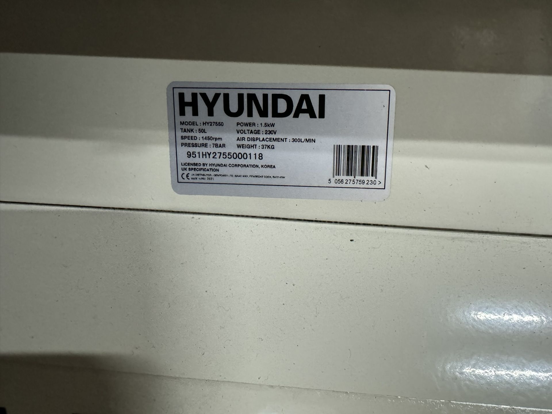 Hyundai HY27550 Mobile Air Compressor - Image 6 of 6