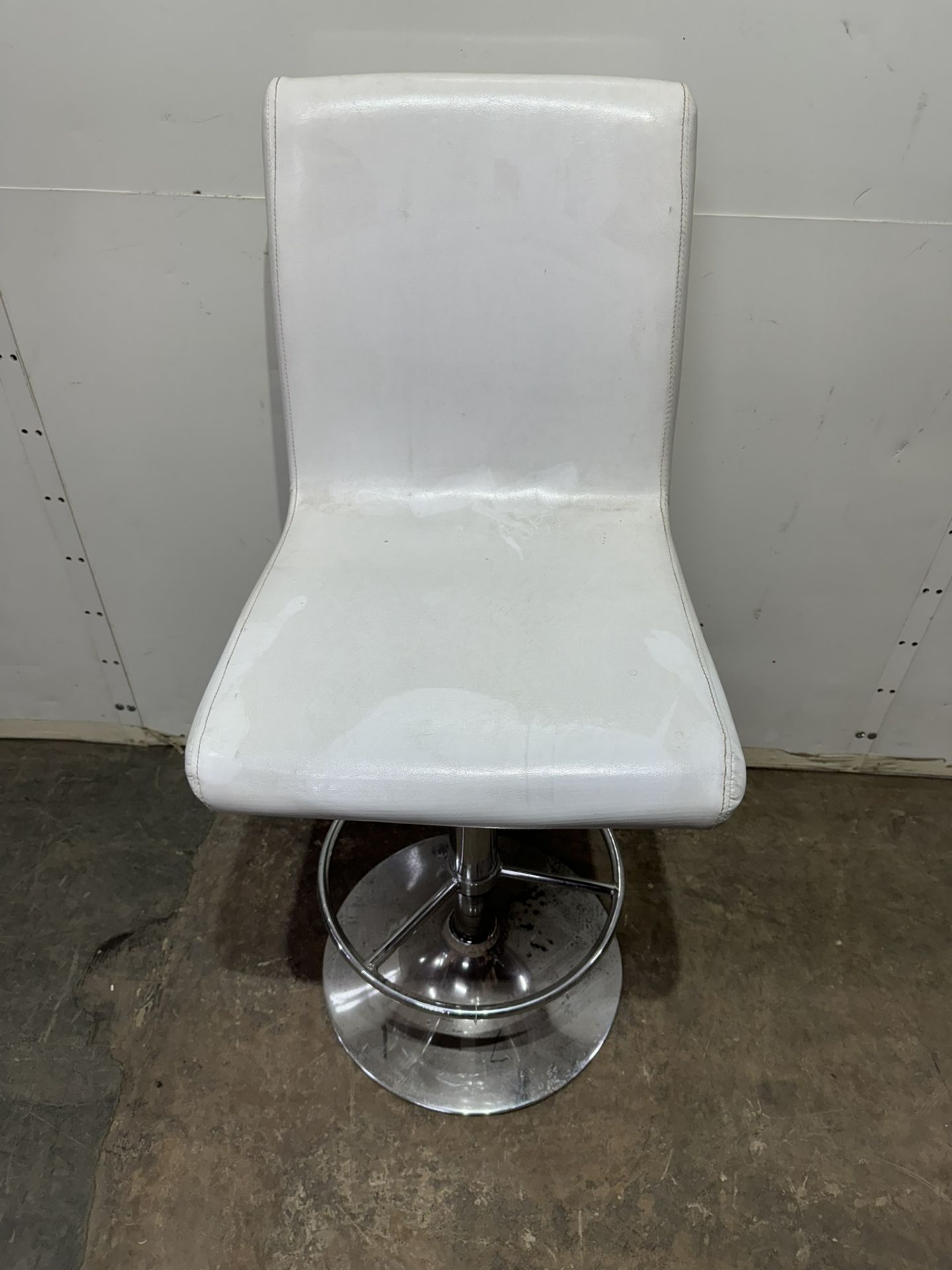 White Faux Leather Adjustable Bar Stool