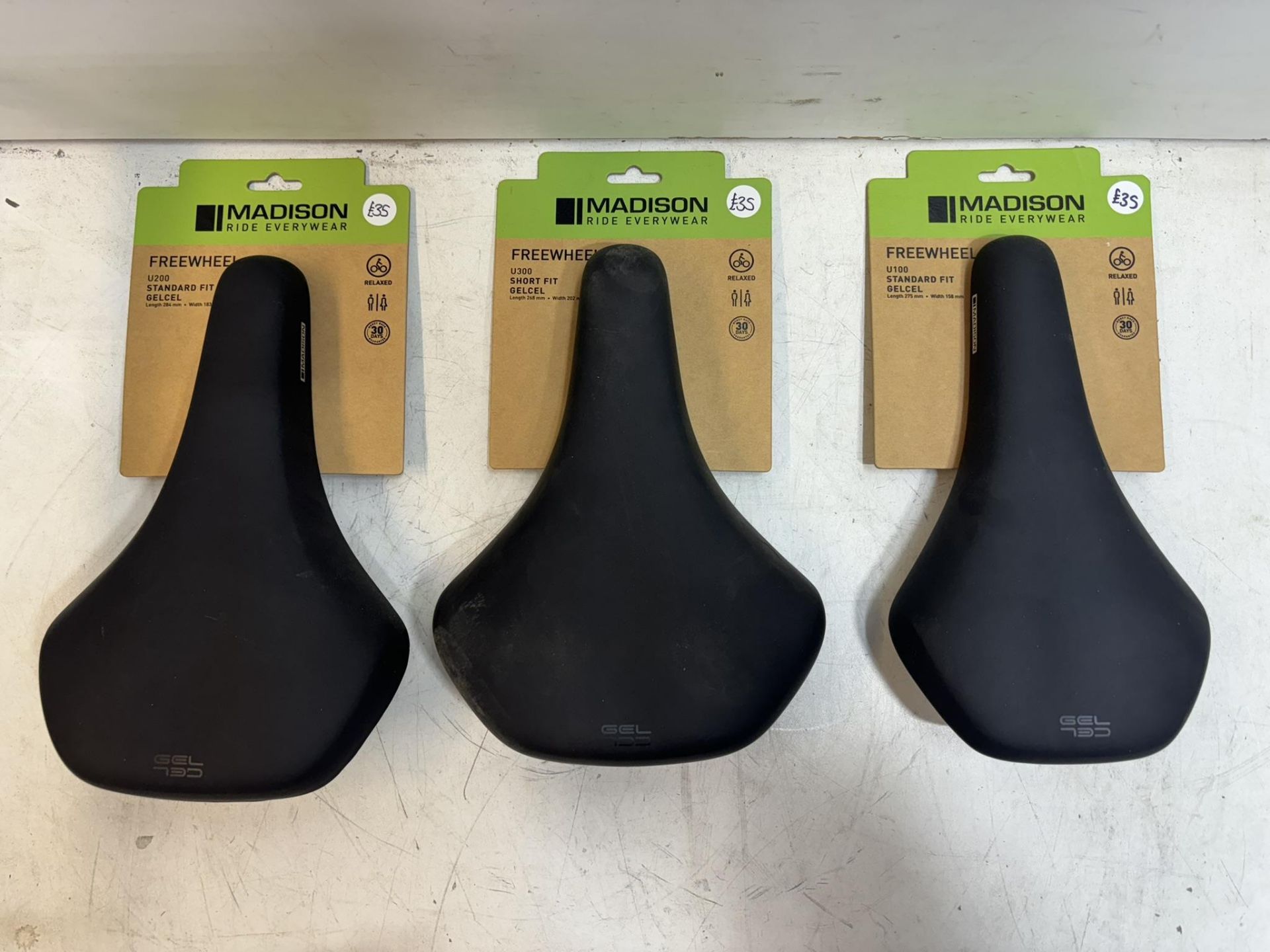 3 x Various Madison Freewheel Bike Saddles / Seats - See Description