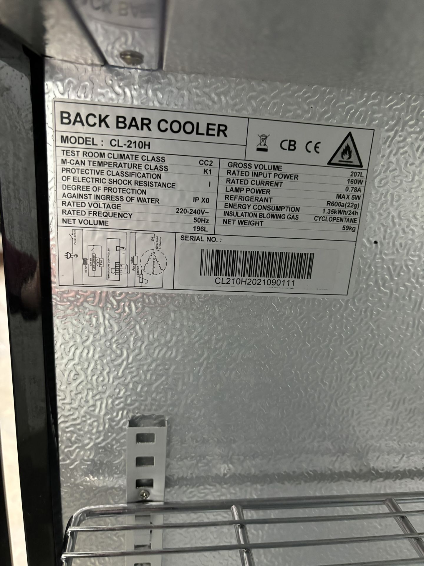 Empire CL-210H Double Door 207Ltr Bottle Cooler/Back Bar Cooler - Image 8 of 8