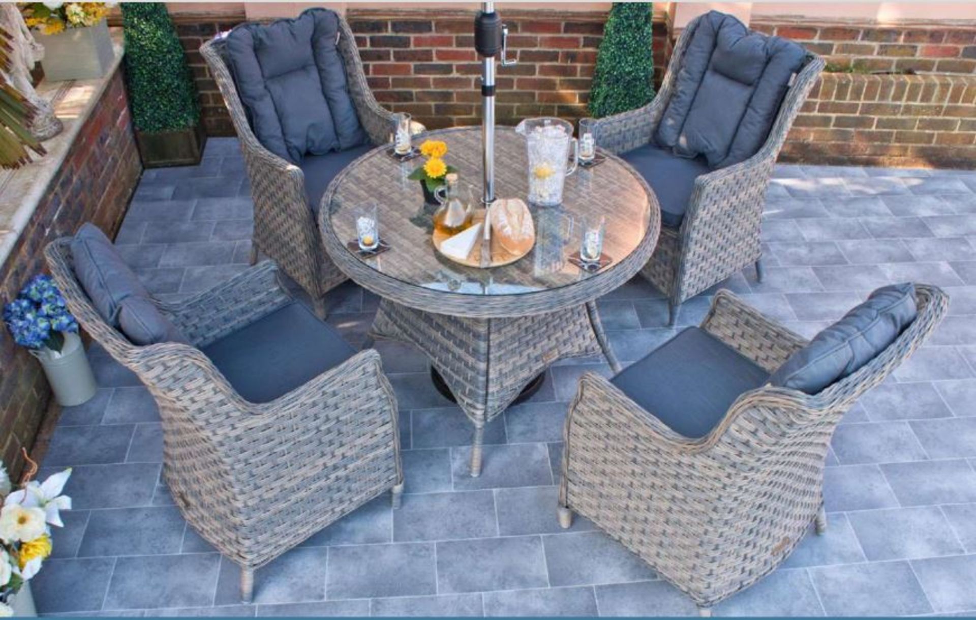 Corfu 110 Round Dining Set - Woodash/Grey - RRP £1,299