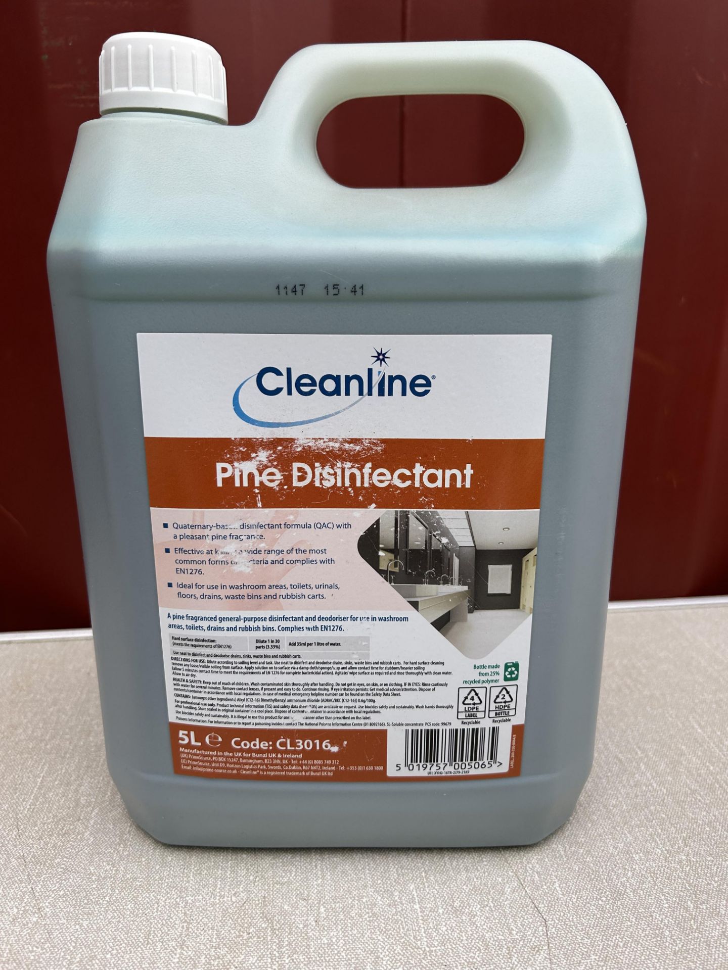 4x CLEANLINE PINE DISINFECTANT CL3016 - 5L BRAND NEW