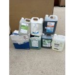 7x ASSORTED CLEANING CHEMICALS FOR CLEANER OR JANITORIAL SUPPLIES