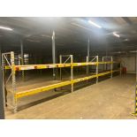 4 BAYS OF BOLTLESS METAL STEEL WAREHOUSE RACKING SHELVING UNITS - EACH BAY 285 x 90 CM