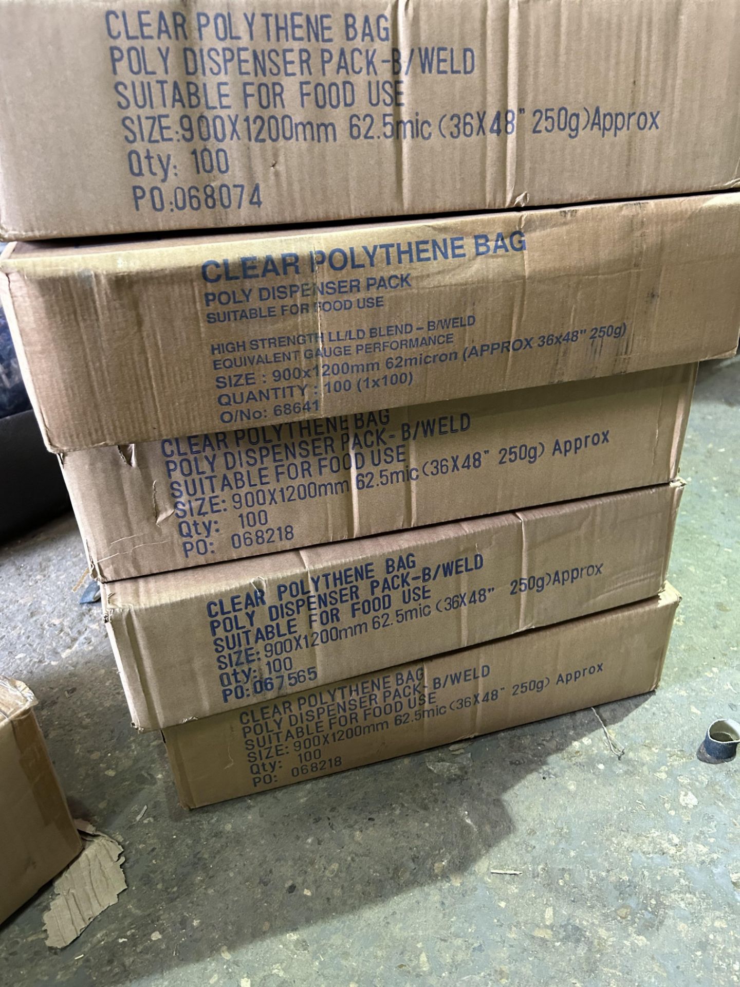 5 BOXES OF CLEAR POLYTHENE BAGS BOTTOMWELD PACKAGING SUITABLE FOR FOOD USE 900x1200mm 62.5 micron