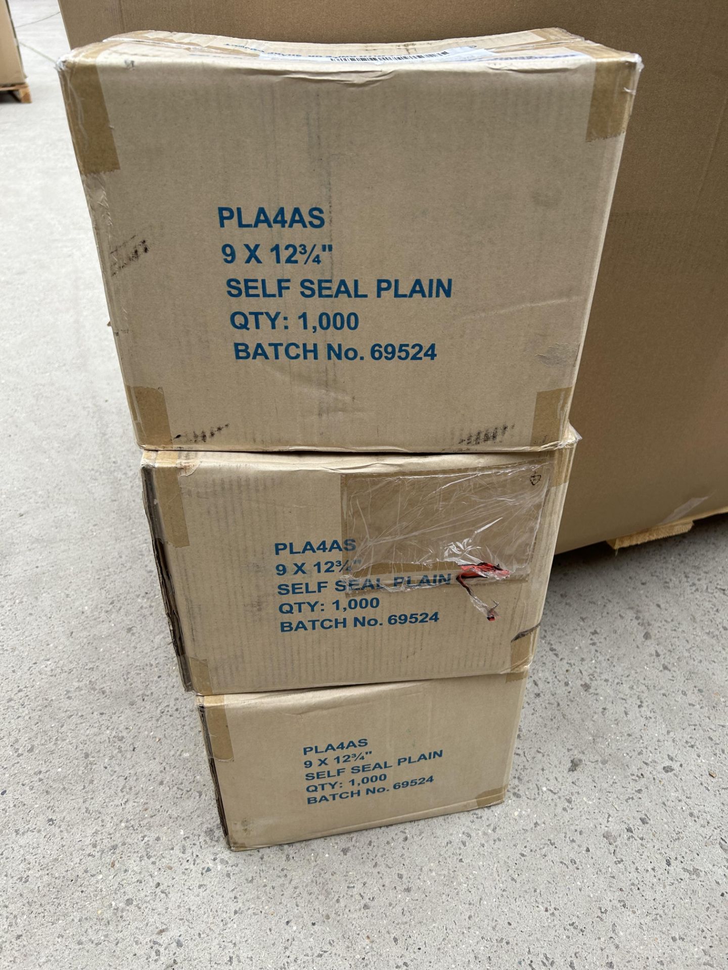 3 BOXES OF PLA4AS SELF SEAL PLAIN CLEAR BAGS - 9x12.75" (1000 UNITS PER BOX)