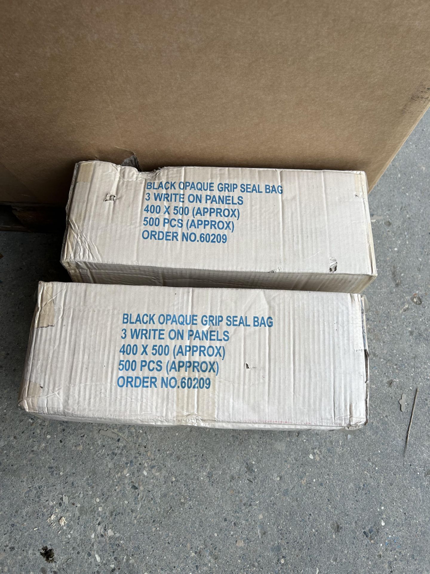 2 BOXES OF BLACK OPAQUE GRIP SEAL BAGS PACKAGING WITH 3 WRITE ON PANELS (EACH BOX CONTAINS 500)