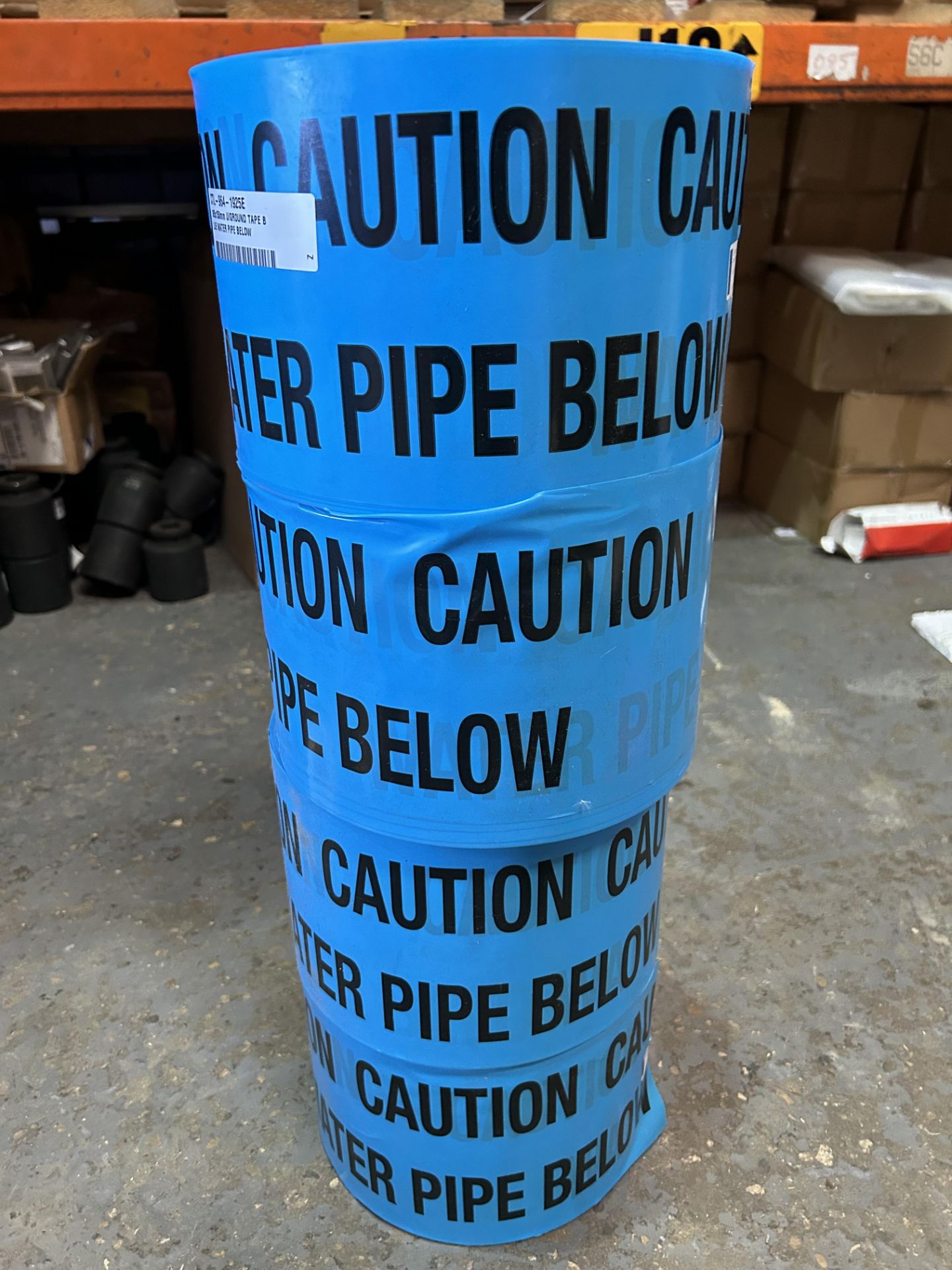 4x CAUTION UNDERGROUND WATER PIPE BELOW TAPES - EACH ROLL 365m x 150mm TAPE RRP £200