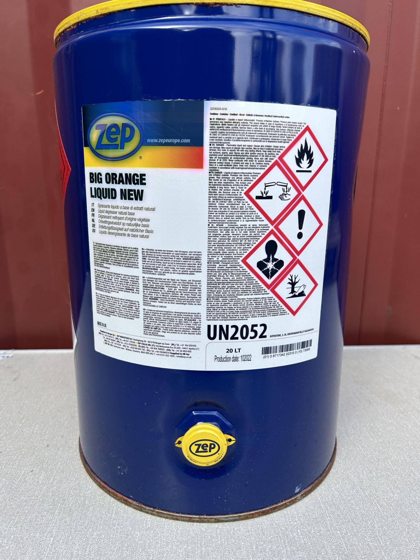 ZEP BIG ORANGE LIQUID 20L - Degreaser Cleaner Deodorizer Natural based liquid solvent SEALED