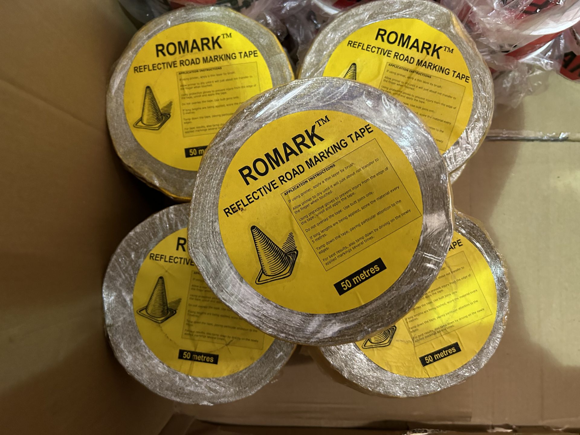 9x ROMARK REFLECTIVE ROAD MARKING TAPES - 50m EACH TAPE ROLL - RRP £540