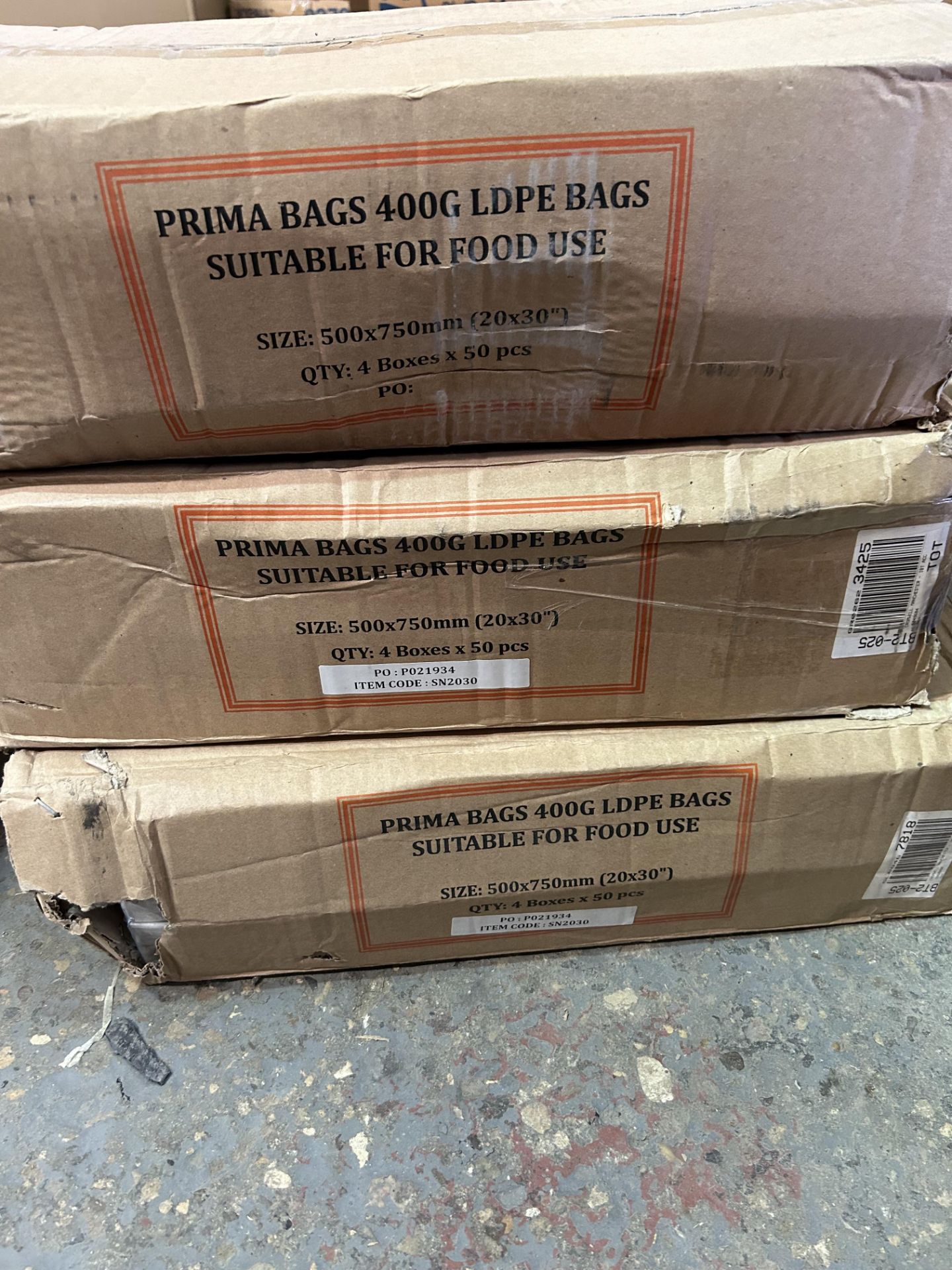 600x PRIMA BAGS 400 GAUGE LDPE FOOD PACKAGING BAGS SUITABLE FOR FOOD USE (12x 50 PER BOX)