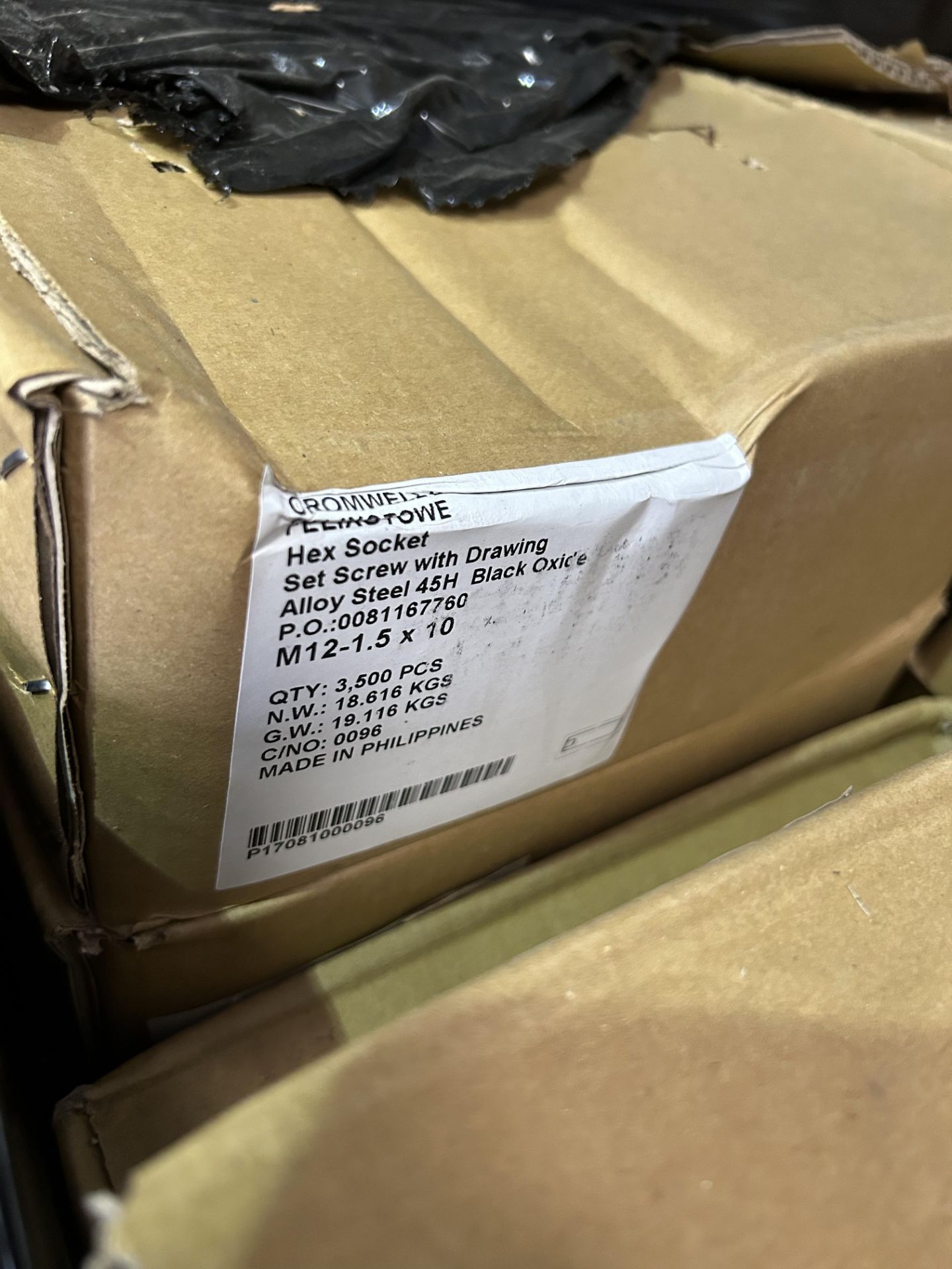 48 BOXES OF HEX SOCKET SET SCREW FASTENERS M12-1.5 x10mm (3500 PER BOX) RRP £12,386 - Bild 3 aus 3
