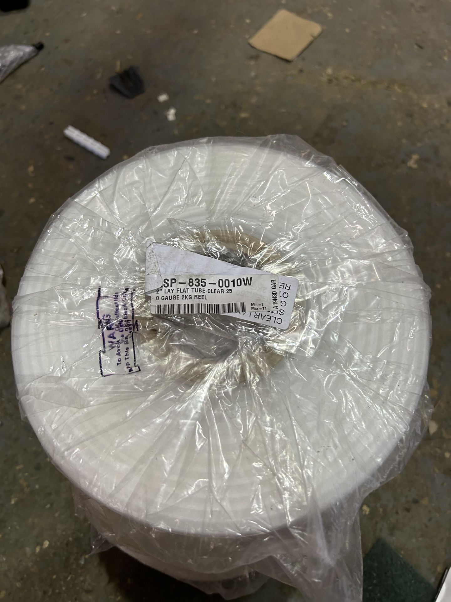 8 ROLLS OF LAYFLAT TUBING CLEAR - 5x 2kg 2" 250 GAUGE REEL, 2x 1" 250gauge - Image 2 of 3