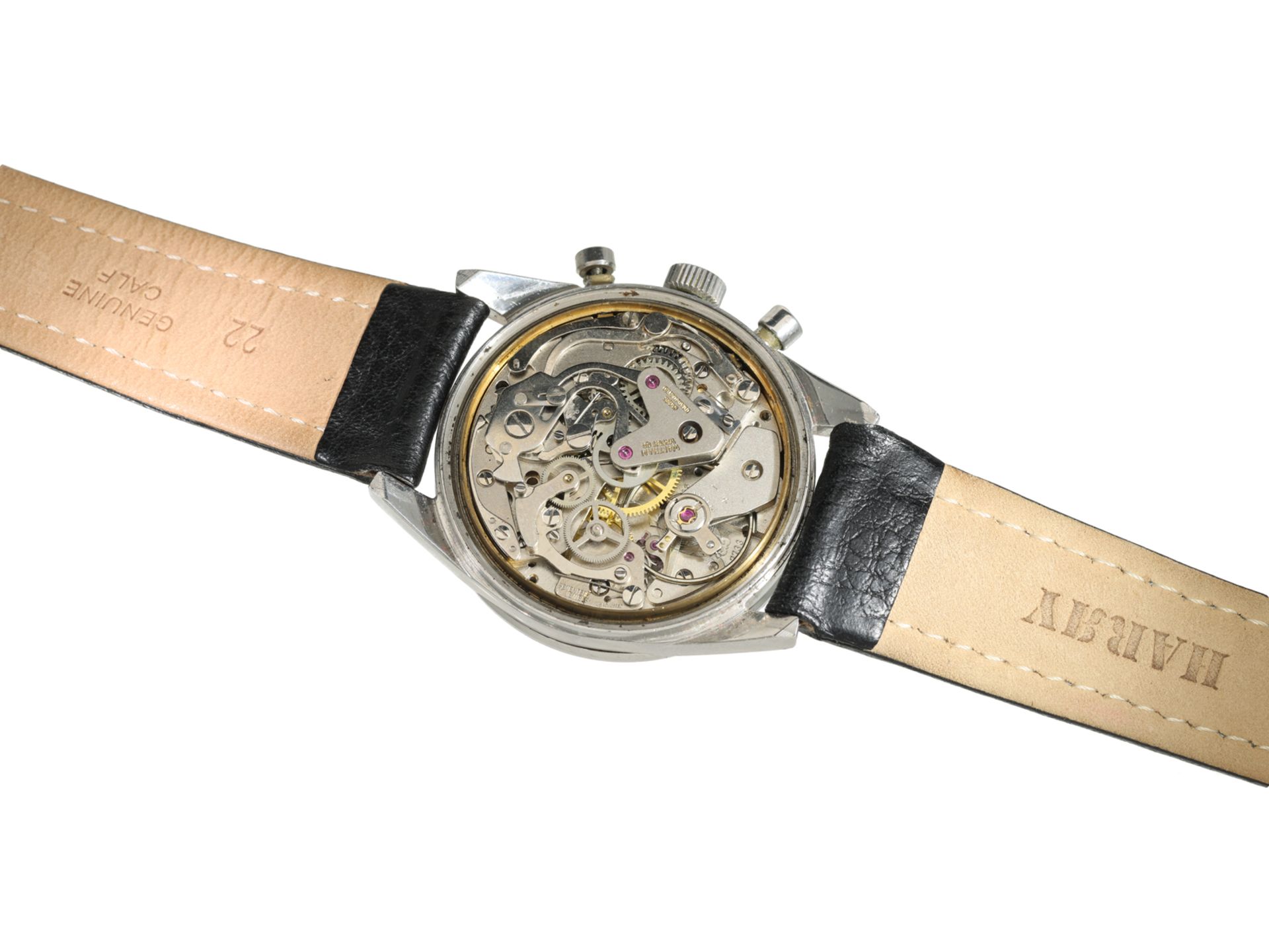 Armbanduhr: seltener vintage oversize Chronograph mit Tropical Dial, Waltham 50er-Jahre - Bild 2 aus 5