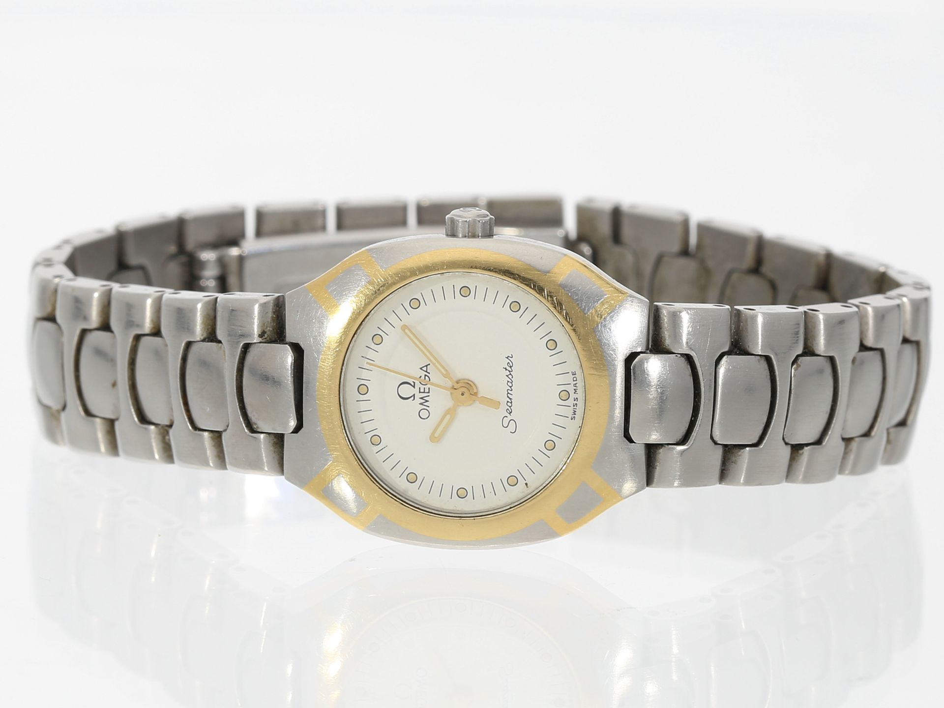 Armbanduhr: hochwertige Damenuhr, Omega Seamaster Titan/Gold