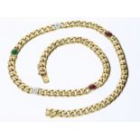 Kette/Collier: massive vintage Multicolor-Goldkette aus 18K Gelbgold