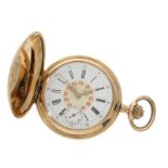 Taschenuhr: schöne 14K Gold-Savonnette mit Uhrenkette, ca. 1924