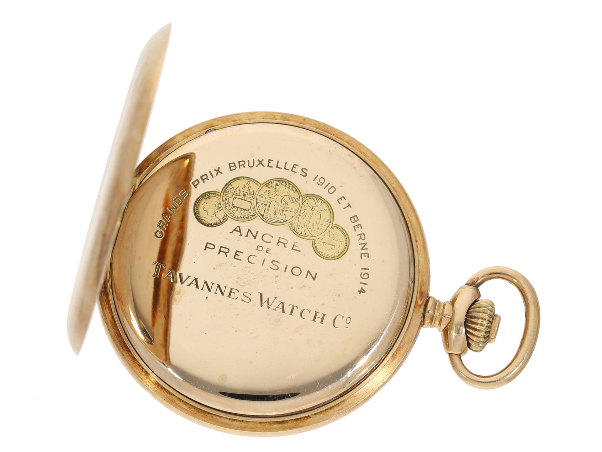 Taschenuhr: Goldsavonnette mit Präzisionswerk, um 1915, Tavannes Watch Co. - Image 3 of 4