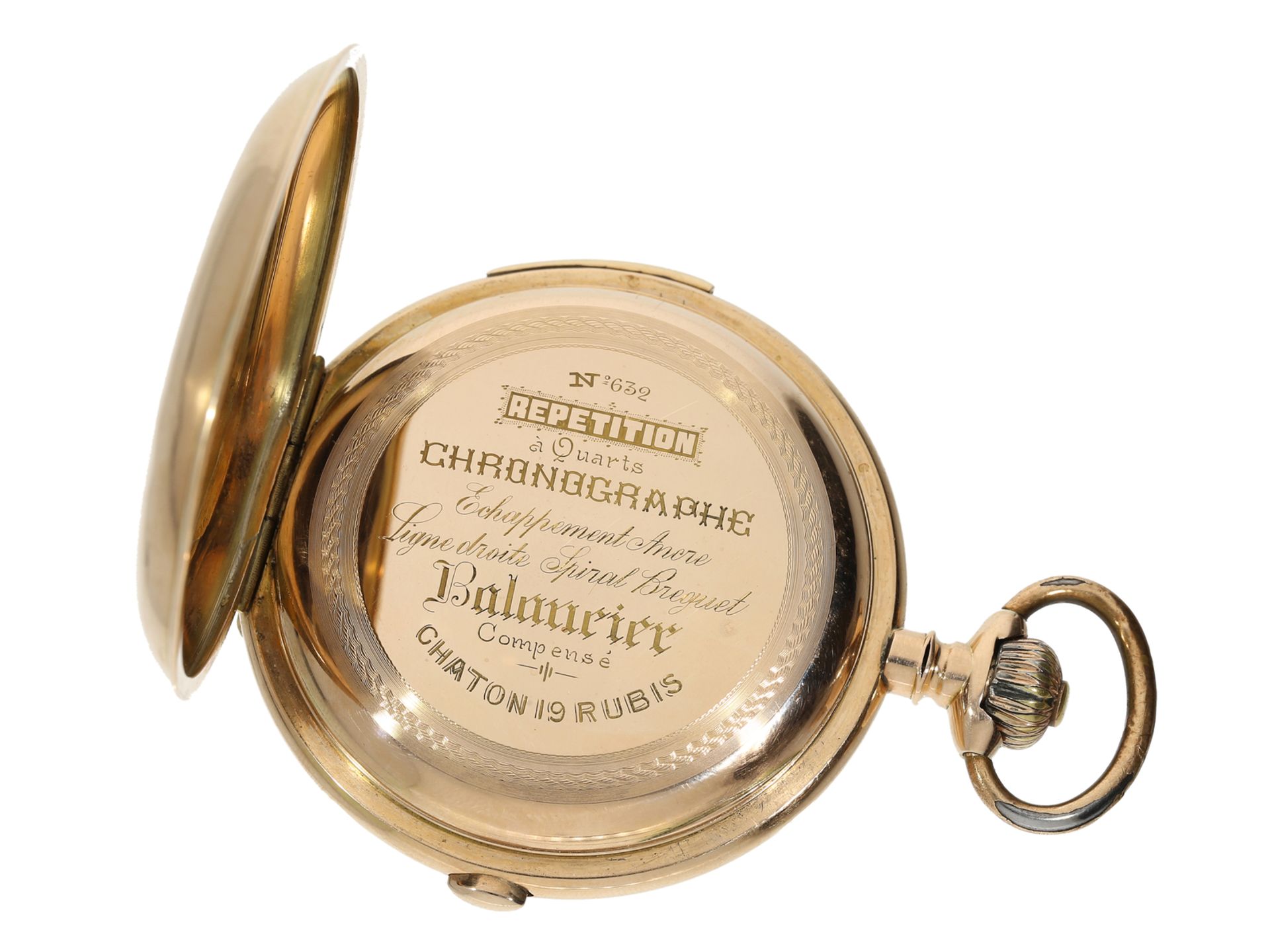 Taschenuhr: große Schweizer Taschenuhr "CHRONOGRAPHE REPETITION", Schweiz um 1900 - Image 3 of 4