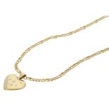 Kette/Collier: Goldkette mit Brillant/Diamant-Herzanhänger