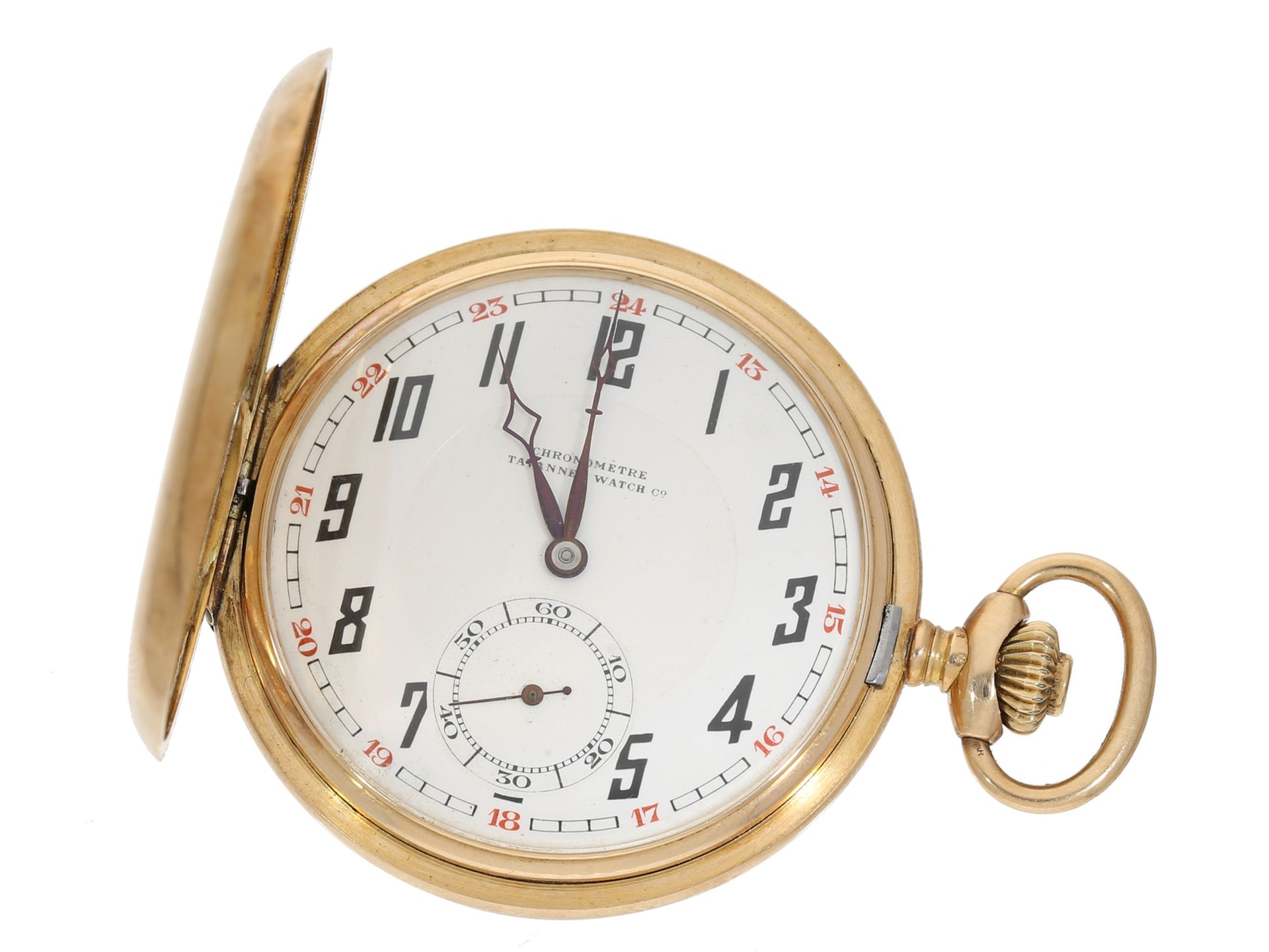 Taschenuhr: Goldsavonnette mit Präzisionswerk, um 1915, Tavannes Watch Co.