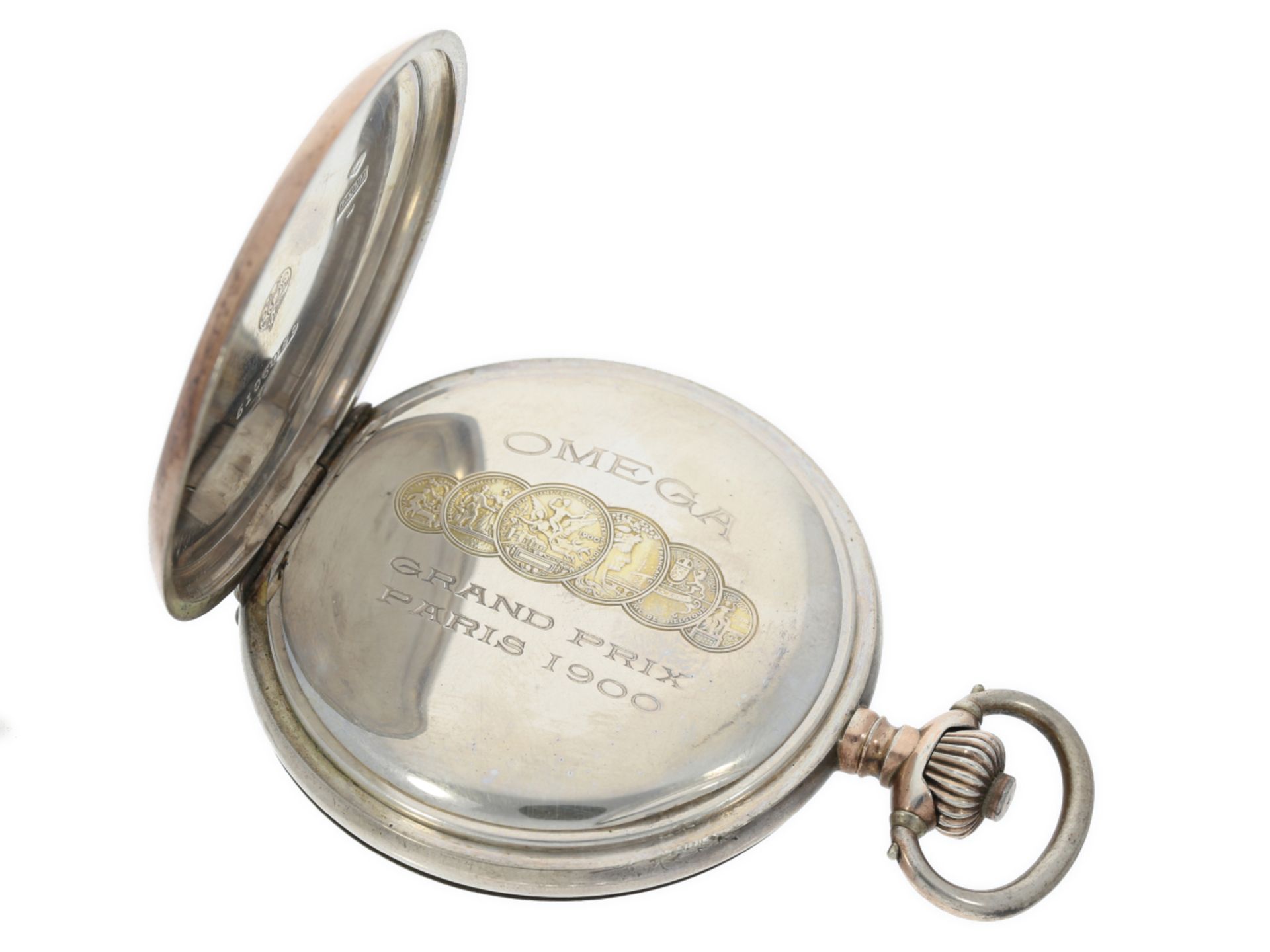 Taschenuhr: silberne Herrensavonette der Marke Omega, Ferd. Lehmann Altona, um 1900 - Image 3 of 4