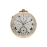 Pocket watch: rarity, extremely rare Art déco Chronograph Rattrapante in Cartier style, Vacheron & C