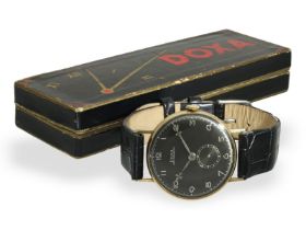 Armbanduhr: sehr seltene, große Doxa mit schwarzem Zifferblatt und Originalbox, ca. 1940: Ca. Ø