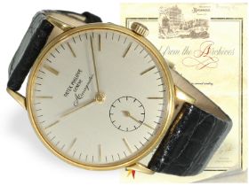 Armbanduhr: gesuchte Patek Philippe Calatrava Amagnetic Ref.3410 von 1965, Extrakt & Box: Ca. Ø 34,