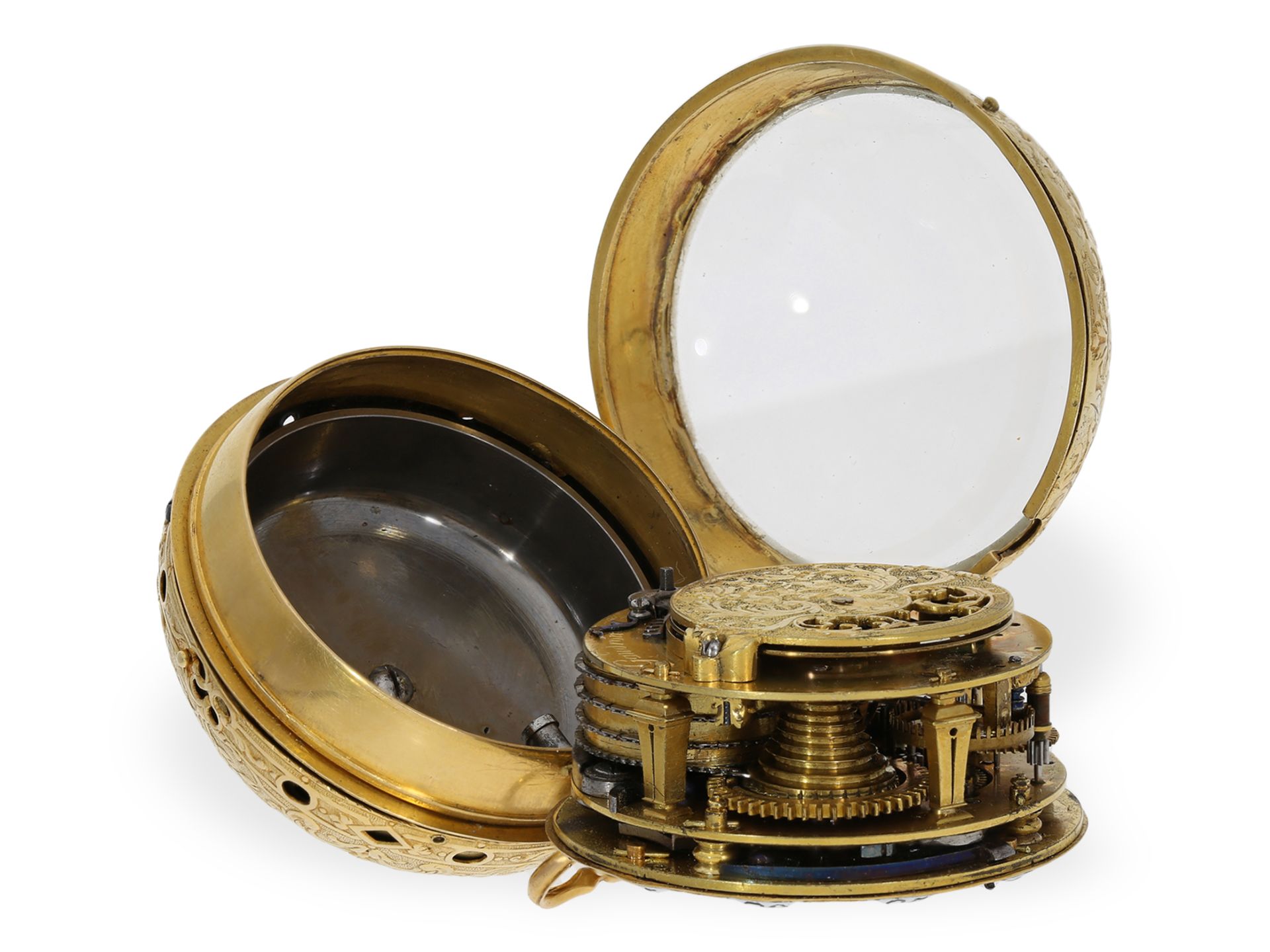 Pocket watch: rarity, gold Oignon with repeater, royal watchmaker Gaudron ca. 1710 - Image 2 of 4