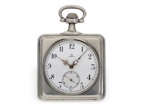 Taschenuhr: seltene quadratische Taschenuhr von Omega, vermutlich um 1900: Ca.49 × 49 mm, ca. 76g,