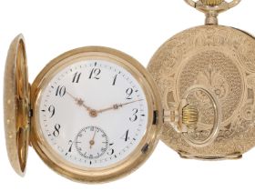 Taschenuhr: goldene Prunksavonette "System Glashütte", Union Horlogère um 1910: Ca. Ø 51mm, ca.