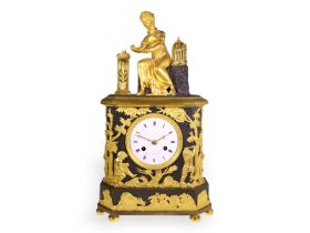 Tischuhr: bedeutende Bronze-Pendule herausragender Qualität, Courvoisier a Paris um 1800-1820: Ca.