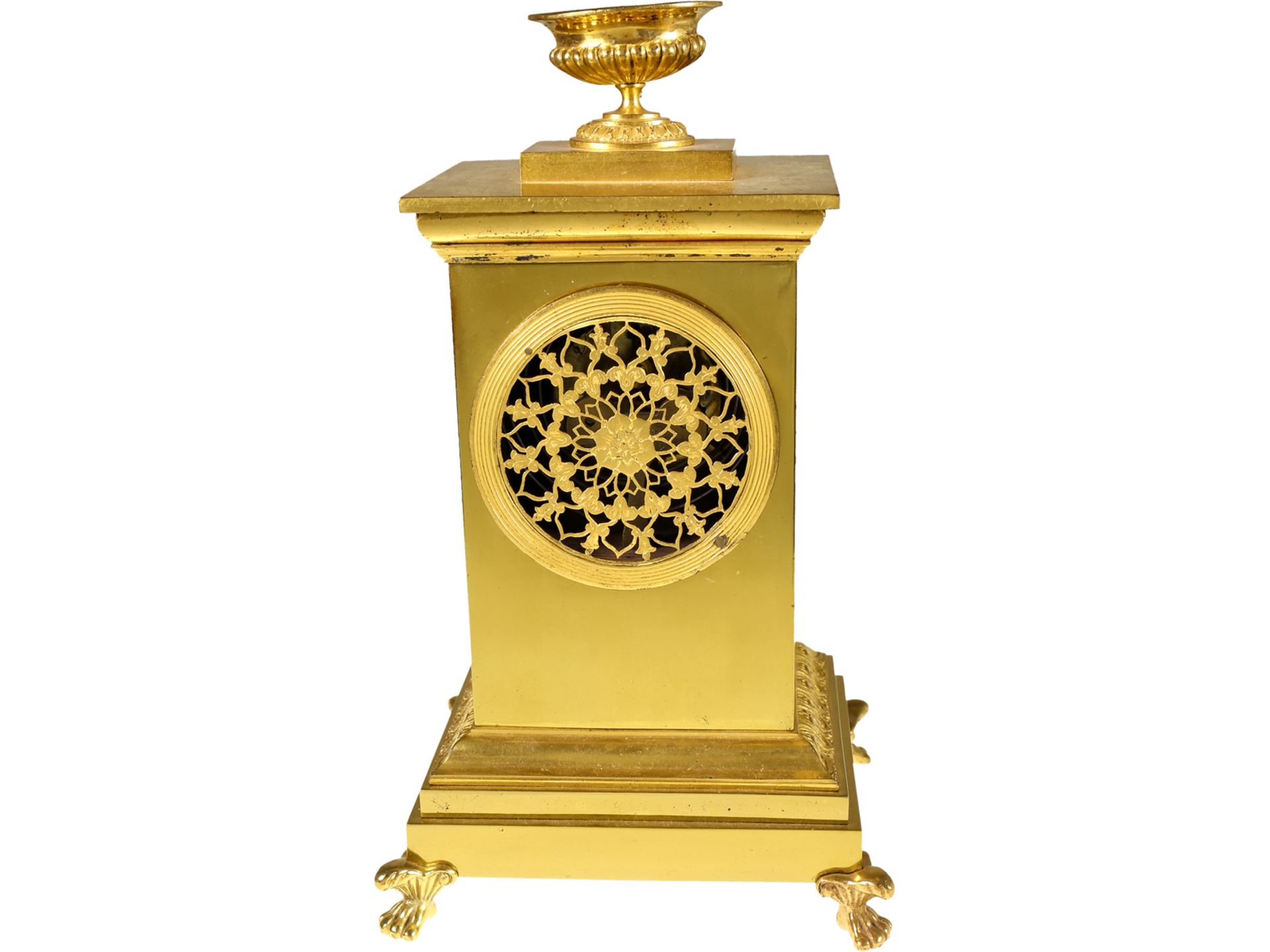 Table clock: decorative fire-gilt bronze clock around 1800, signed Miller Vienna - Image 3 of 4
