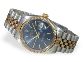 Armbanduhr: sehr seltene frühe Rolex Datejust mit Serpico y Laino Signatur, blaues Blatt, 1974: