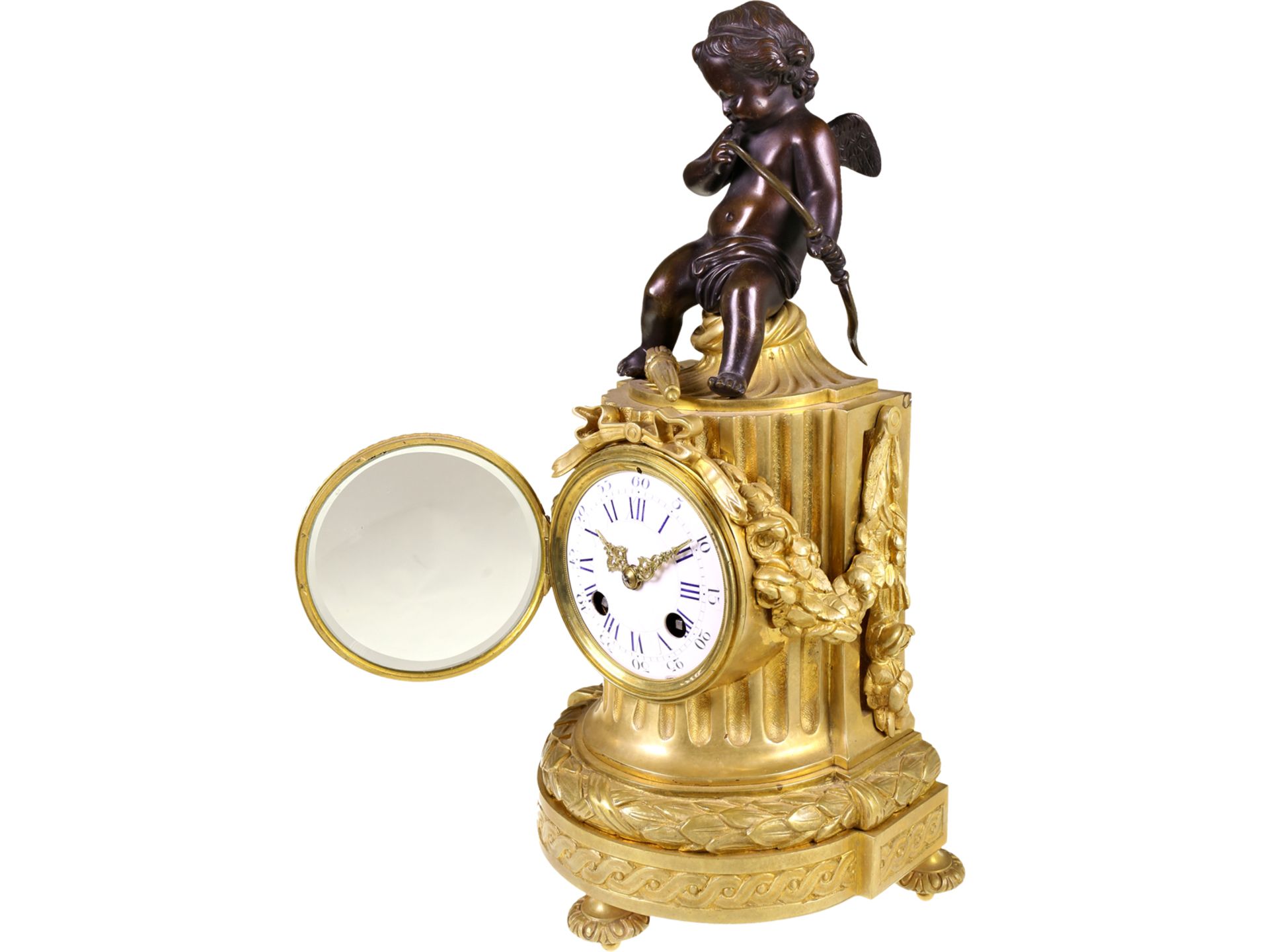 Table clock: French bronze clock, signed Z & CS Paris No. 1122 - Image 2 of 6