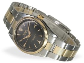 Armbanduhr: seltenes vintage Rolex Chronometer mit schwarzem Zifferblatt, Stahl/Gold, 50er-Jahre: