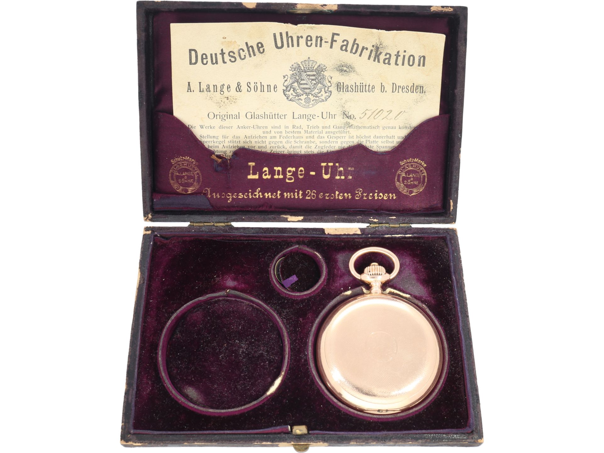 Taschenuhr: besonders große A. Lange & Söhne Glashütte Goldsavonnette mit Originalbox und - Bild 2 aus 9