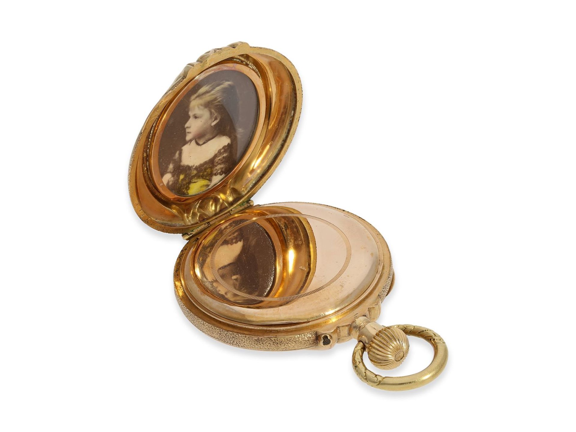 Pocket watch/ form watch: rare gold/ enamel form watch with diamonds, ca. 1880 - Image 4 of 4
