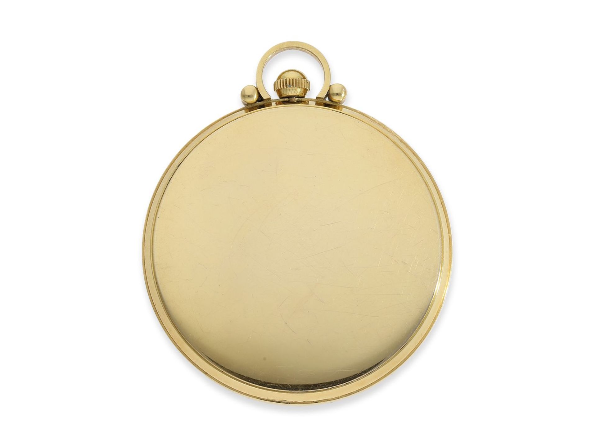 Taschenuhr: hochfeine 18K Frackuhr von Omega, Art déco, 30er-Jahre: Ca. Ø46mm, ca. 54g, 18K Gold, - Bild 4 aus 4