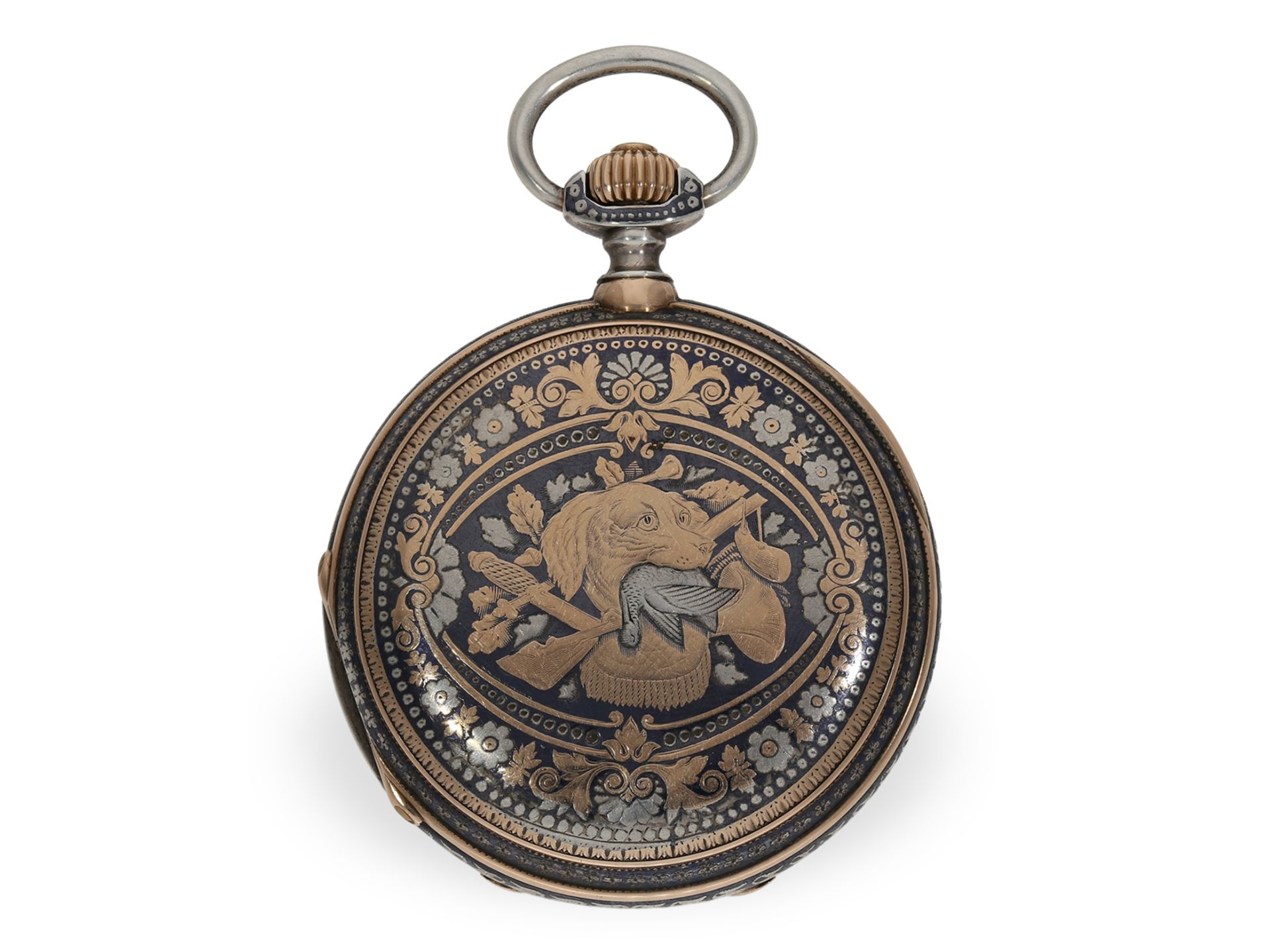 Pocket watch: heavy Geneva Ankerchronometer with splendour case, B. Haas Jeune Paris-Geneve No.16067 - Image 2 of 7