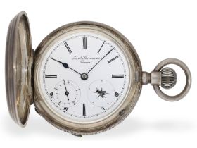 Taschenuhr: technisch interessante Savonnette mit 1/15-Sekunde, Jacot-Burmann Geneve, 1880: Ca.