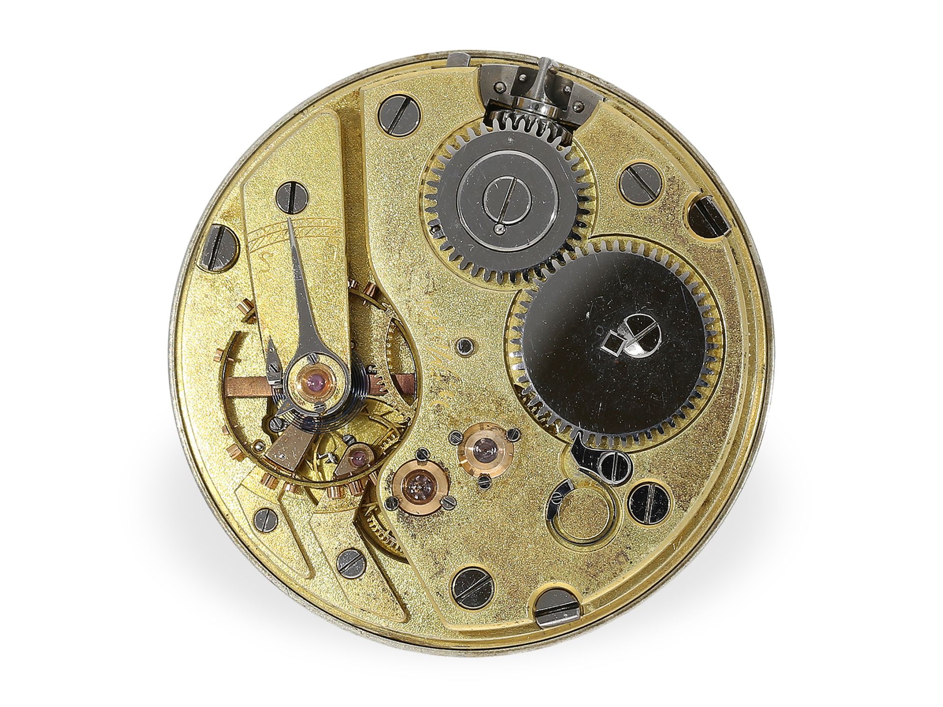 Taschenuhr: äußerst seltenes Chronometerwerk, vermutlich Schuluhr, möglicherweise Glashütte, um - Bild 2 aus 2