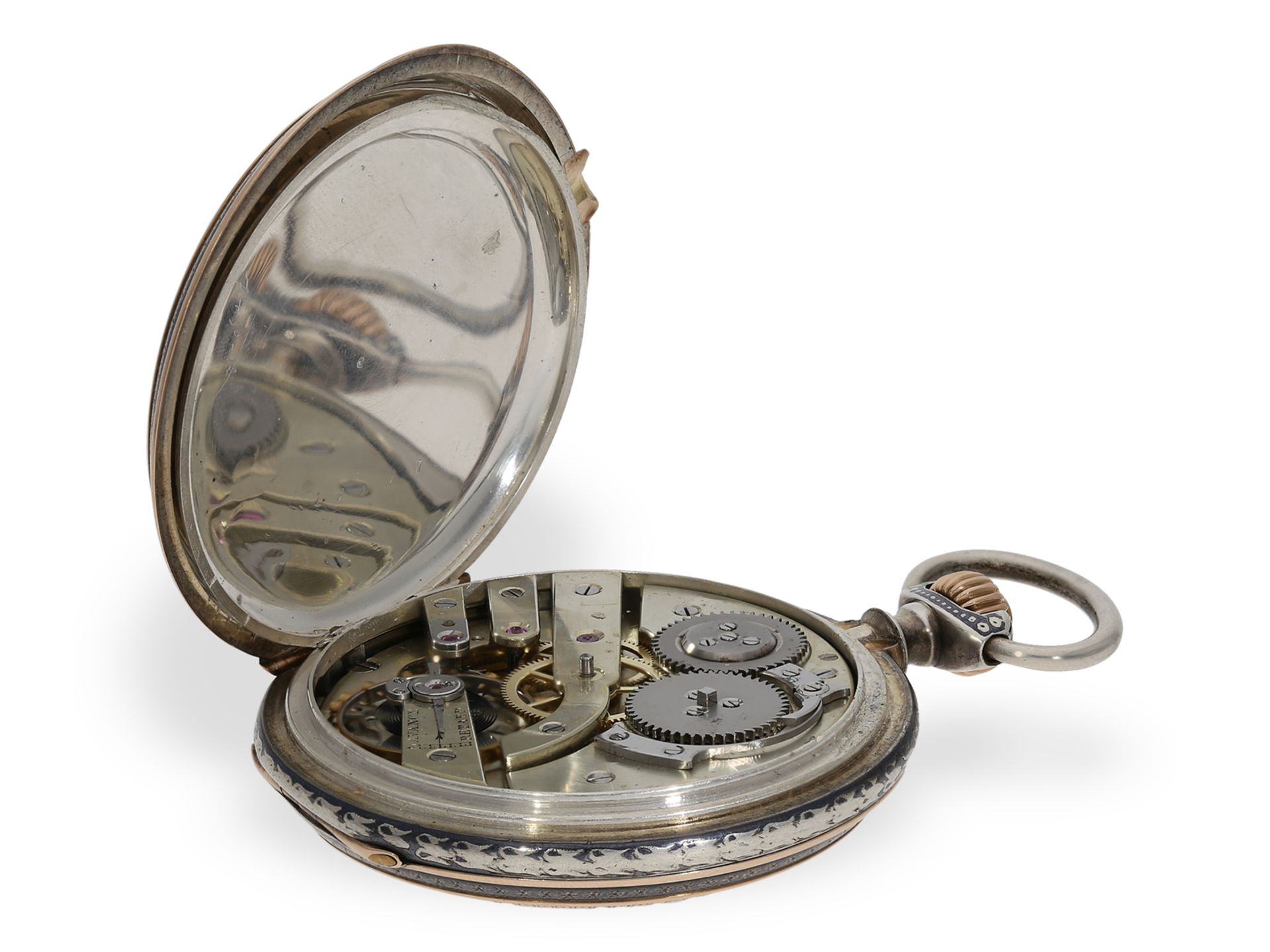 Pocket watch: heavy Geneva Ankerchronometer with splendour case, B. Haas Jeune Paris-Geneve No.16067 - Image 5 of 7